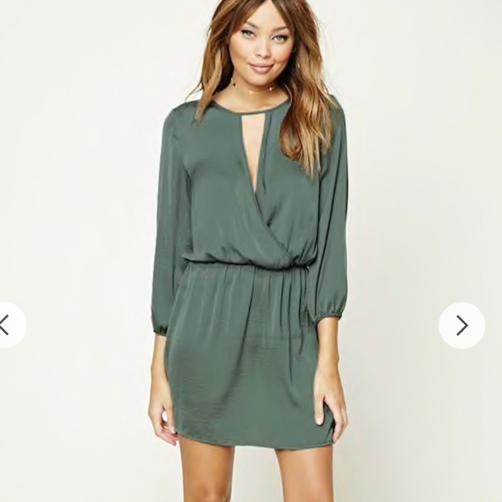 NWT sexy satin surplice mini dress